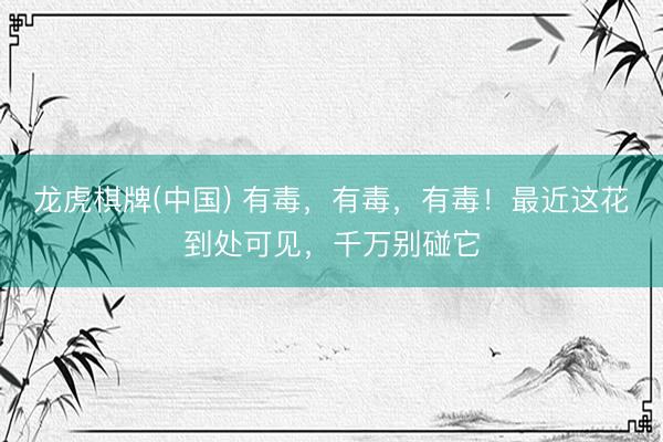 龙虎棋牌(中国) 有毒，有毒，有毒！最近这花到处可见，千万别碰它