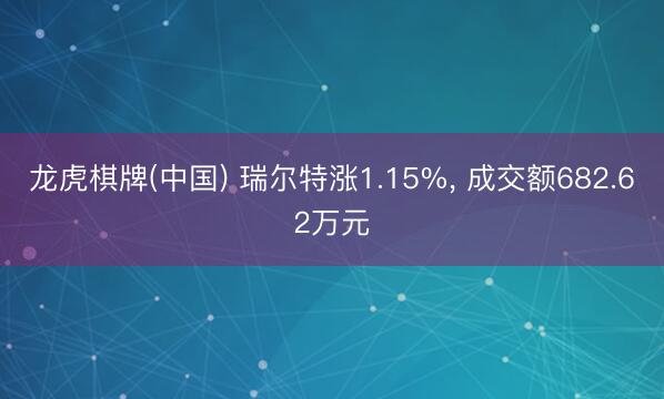 龙虎棋牌(中国) 瑞尔特涨1.15%， 成交额682.62万元