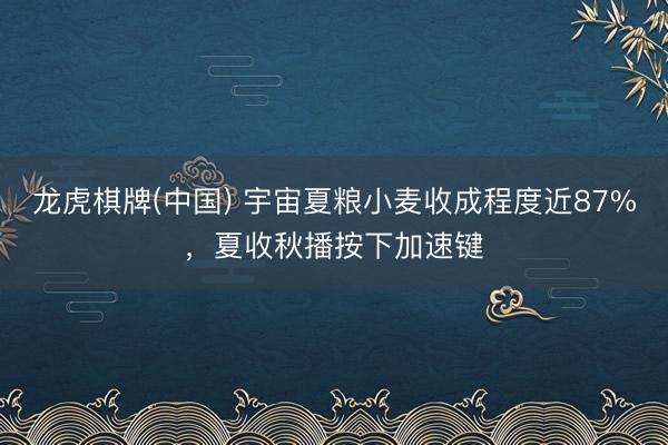 龙虎棋牌(中国) 宇宙夏粮小麦收成程度近87%，夏收秋播按下加速键