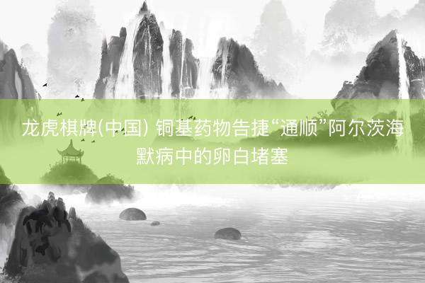 龙虎棋牌(中国) 铜基药物告捷“通顺”阿尔茨海默病中的卵白堵塞
